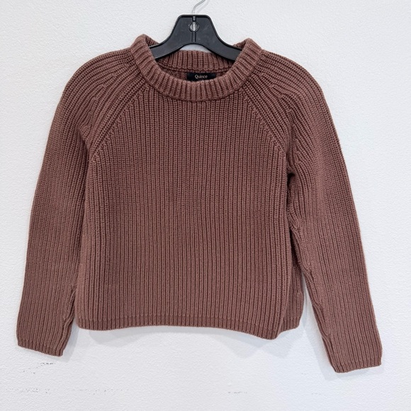 Quince 100% Organic Cotton Fisherman Crew Sweater Brown Women’s Size X-Small - Picture 2 of 4